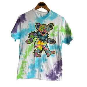 Liquid Blue T Shirt Mens MEDIUM Tie Dye Mod Dancing Bear Grateful Dead 2021